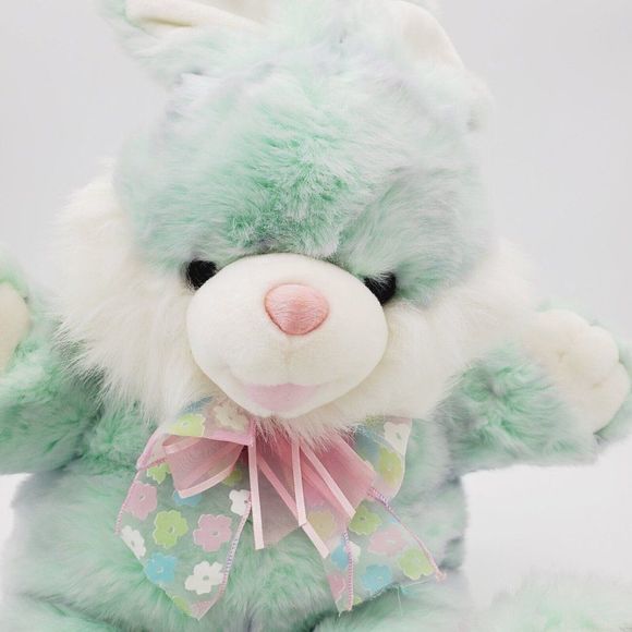 VTG‎ Dan Dee Hoppy Hopster 28" Large EASTER BUNNY Mint Green Tulip Flowers Paws - Picture 5 of 9